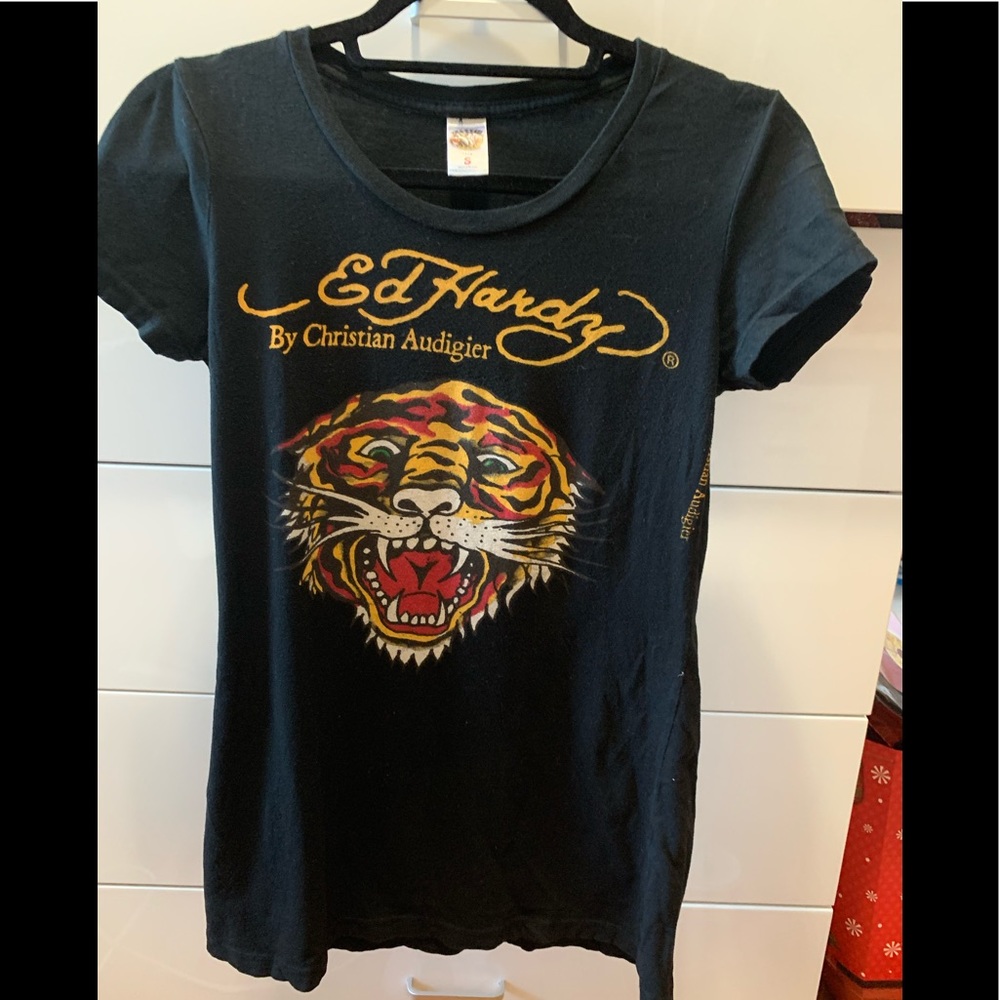 Ed Hardy  tiger black t shirt